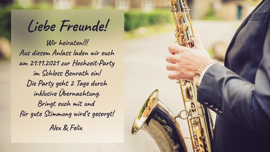 e-Musikkarte als Einladung zur Hochzeit