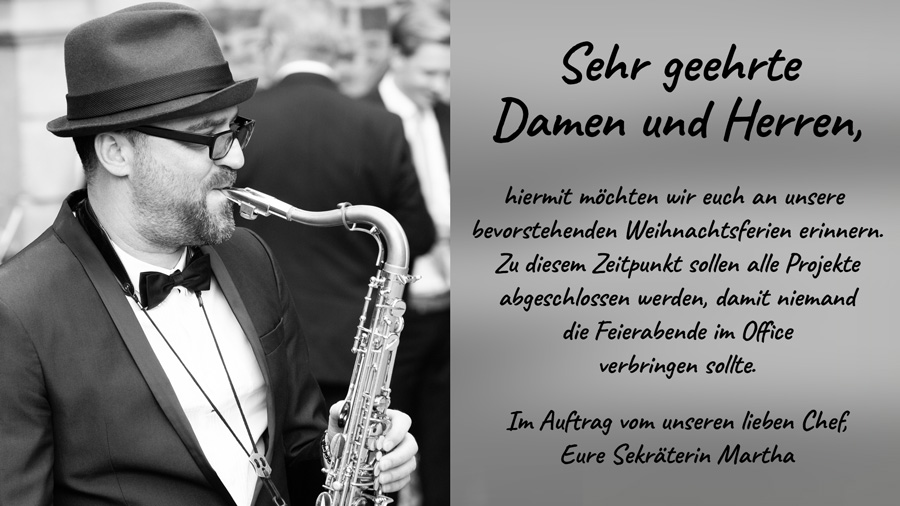 e-Musikkarte als Erinnerung für Team-Mitarbeiter